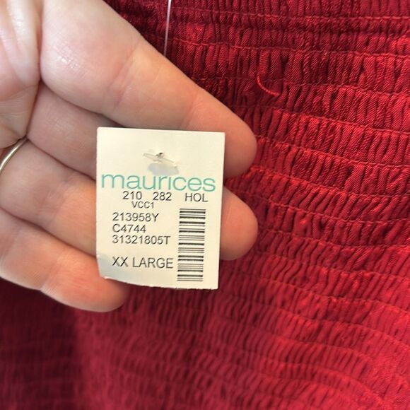 Maurice’s women’s xxl red floral jacquard midi dress smock balloon sleeve - Picture 6 of 9